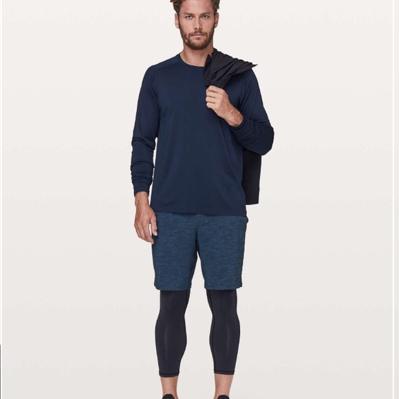 lululemon Men’s T.H.E. Short Linerless 9” Heather Iron Blue True Navy - Picture 16 of 16